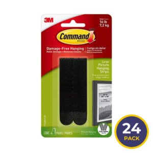 3M Command Large Black Picture Hanging Strips 4 Pairs - 24 Pack