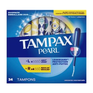 Tampax Pearl Duo Unscented Light / Regular Tampons - 34 Ct - 6 Pack