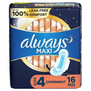 Always Maxi Overnight Unscented Pads with Wings - 16 Ct - 3 Pack