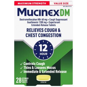 Mucinex DM Maximum Strength 12 Hour Expectorant and Cough Suppressant Tablets - 28 Ct - 24 Pack