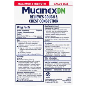 Mucinex DM Maximum Strength 12 Hour Expectorant and Cough Suppressant Tablets - 28 Ct - 24 Pack