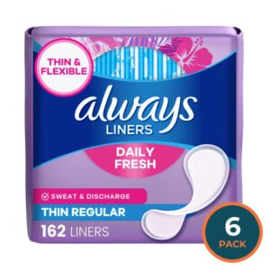 Always Daily Fresh Thin Panty Liners Regular Unscented - 162 Ct - 6 Pack