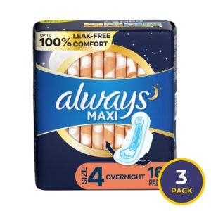 Always Maxi Overnight Unscented Pads with Wings - 16 Ct - 3 Pack