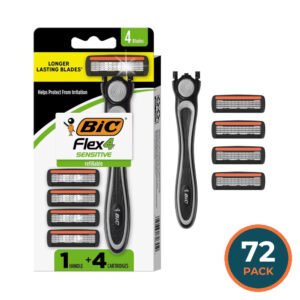 BIC Hybrid Flex Advanced 4 Men’s Refillable Razor Kit with 1 Handle and 4 Cartridges - 72 Pack