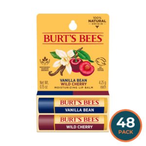 Burt’s Bees Lip Balm Vanilla / Wild Cherry 0.15 oz - 2 Ct - 48 Pack