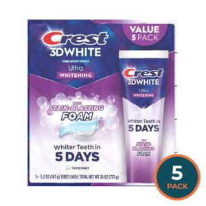 Crest 3D White Ultra Whitening Toothpaste Vivid Mint - 5.2 oz - 5 Ct