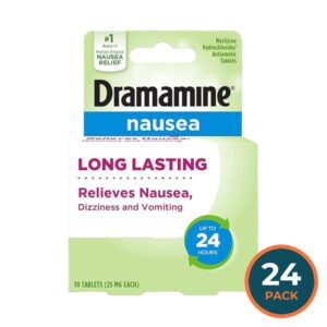 Dramamine Long Lasting Nausea Relief Tablets - 10 Ct - 24 Pack