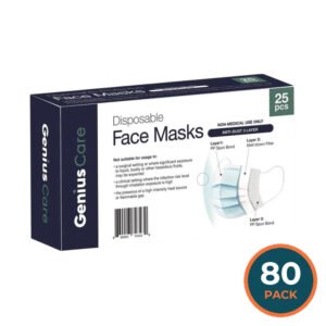 GeniusCare 3-Ply Disposable Masks - 25 Ct - 80 Pack