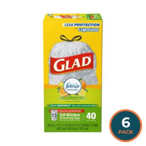 Glad OdorShield Citrus & Zest Tall Kitchen Bags 13 Gallon - 40 Ct - 6 Pack