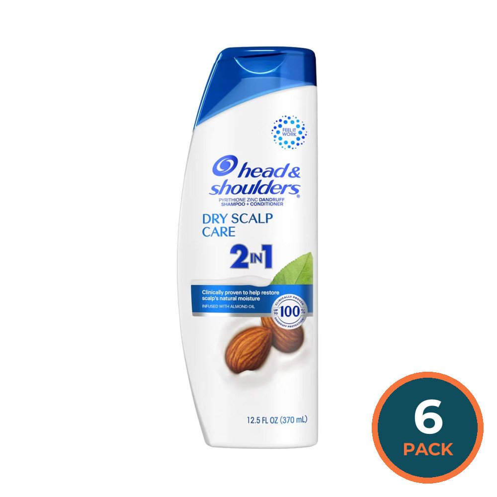 Head & Shoulders Dry Scalp Care, 2-in-1 Shampoo and Conditioner with Almond Oil - 12.5 oz - 6 Pack