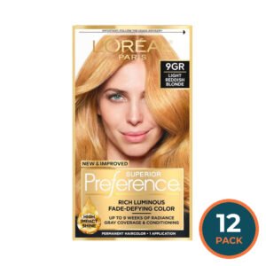 L'Oréal Paris Superior Preference Permanent Hair Color Kit #9GR Light Golden Red Blonde - 12 Pack
