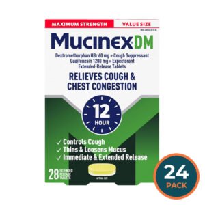 Mucinex DM Maximum Strength 12 Hour Expectorant and Cough Suppressant Tablets - 28 Ct - 24 Pack