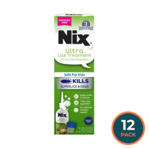 Nix Ultra All-in-One Lice Treatment Shampoo 4 oz with Lice Comb - 12 Pack