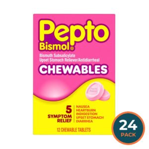 Pepto Bismol Original Digestive Relief Chewable Tablets 12 Ct - 24 Pack