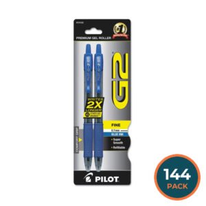 Pilot G2 Fine Blue Retractable Gel Pens 2 Ct - 144 Pack