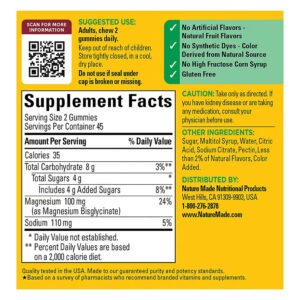 Nature Made High Absorption Magnesium Glycinate 100 mg Gummies, Mixed Berry, 90 Count
