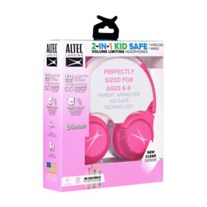 Altec Lansing Kid Safe Wireless Wired Headphones - Pink