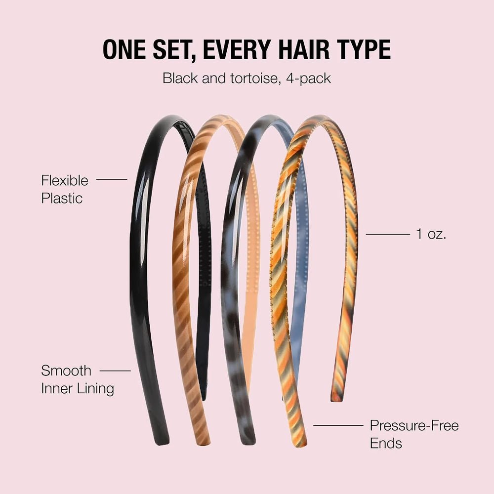 Scünci No Damage Thin Headbands - 4 Ct - 48 Pack