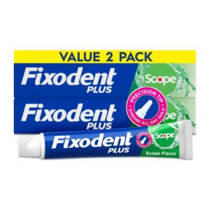Fixodent Plus Scope Denture Adhesive Cream, Twin Pack - 2 oz - 12 Pack