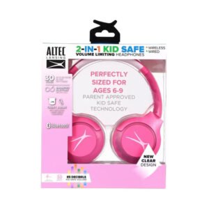 Altec Lansing Kid Safe Wireless Wired Headphones - Pink