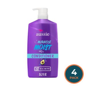 Aussie Miracle Moist Conditioner with Avocado Oil and Jojoba Seed Oil - 26.2 oz - 4 Pack