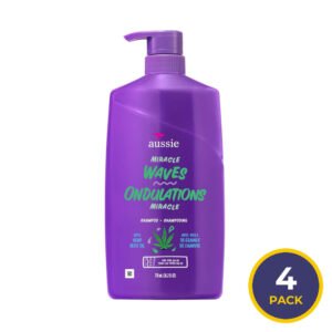 Aussie Miracle Waves Shampoo with Hemp Seed Oil - 26.2 oz - 4 Pack