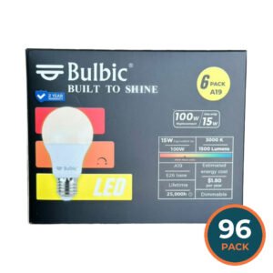 Bulbic Built to Shine A19 LED Dimmable Bulbs 15 W 3000 K 1500 Lumens - 6 Ct- 16 Pack