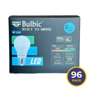 Bulbic Built to Shine A19 LED Dimmable Bulbs 15 W 5000 K 1500 Lumens - 6 Ct - 16 Pack