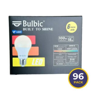 Bulbic Built to Shine A19 LED Non-Dimmable Bulbs 15 W 3000 K 1500 Lumens - 6 Ct - 16 Pack