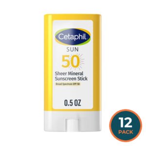 Cetaphil Sheer Mineral Face Sunscreen Stick SPF 50 Travel Size - 0.5 oz - 12 Pack