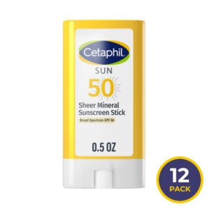 Cetaphil Sheer Mineral Face Sunscreen Stick SPF 50 Travel Size - 0.5 oz - 12 Pack