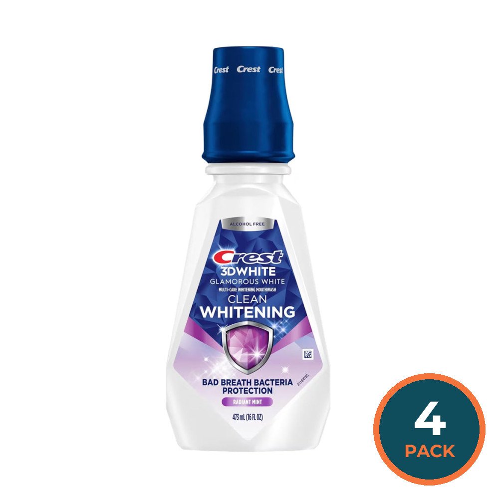 Crest 3D White Whitening Rinse Fresh Mint Mouthwash - 16 oz - 4 Pack