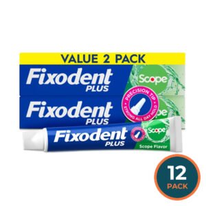 Fixodent Plus Scope Denture Adhesive Cream, Twin Pack - 2 oz - 12 Pack