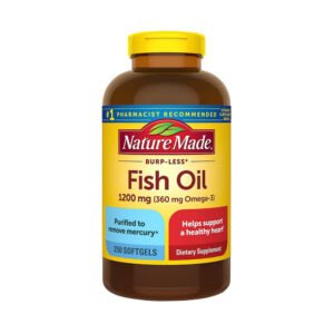 Nature Made Burp Less Fish Oil 1200 mg Omega-3 Softgels, 250 Count