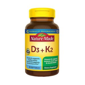 Nature Made Vitamin D3 5000 IU (125 mcg) + Vitamin K2 100 mcg Softgels, 90 Count