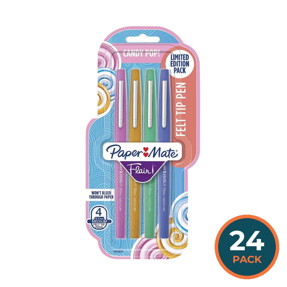 Paper Mate Flair Candy Pop Felt Tip Pens - 4 Ct - 24 Pack