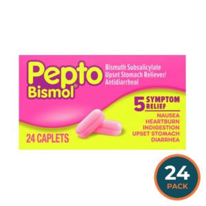 Pepto Bismol Upset Stomach Reliever and Antidiarrheal Caplets - 24 Ct - 24 Pack
