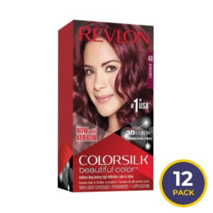 Revlon ColorSilk Permanent Hair Color #48 Burgundy - 4.4 oz - 12 Pack