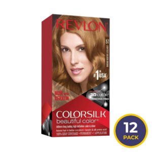 Revlon ColorSilk Permanent Hair Color #57 Lightest Golden Brown - 4.4 oz - 12 Pack