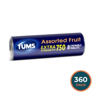 TUMS Extra Strength Assorted Fruit Chewable Antacid Tablets - 8 Ct - 360 Pack