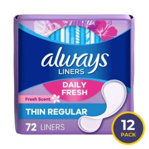 Always Daily Fresh Thin No Feel Protection Scented Panty Liners Regular - 72 Ct - 12 Pack