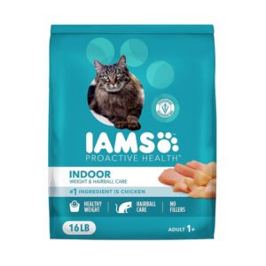 IAMS Proactive Health Indoor Weight & Hairball Care Adult Dry Cat Food, Chicken & Turkey, 16 lb