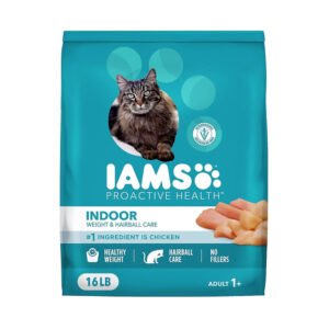 IAMS Proactive Health Indoor Weight & Hairball Care Adult Dry Cat Food, Chicken & Turkey, 16 lb